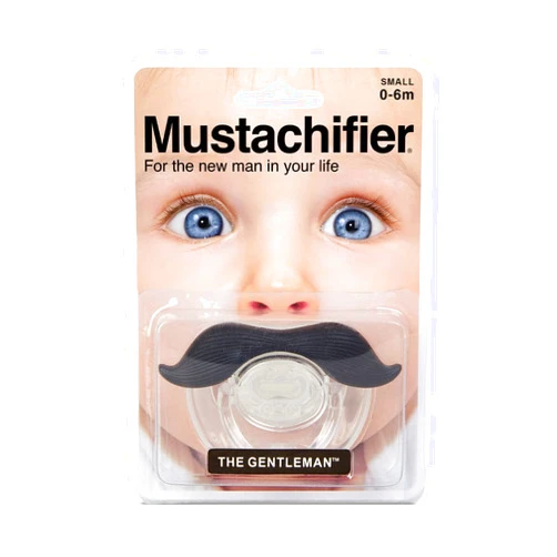 FCTRY Hipsterkid Mustachifier Pacifier 0-6 Months | BPA-Free, Orthodontic Silicone Nipple | Cute, Funny, Mustache Binkies | Gift for Babies, Newborns, Infants, Toddlers