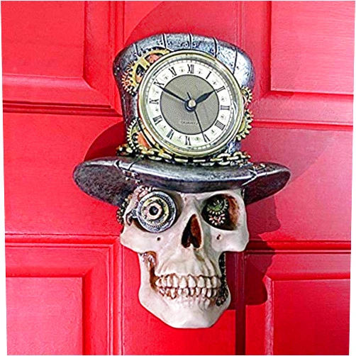Design Toscano Steampunk MAD Hatter Skull Clock