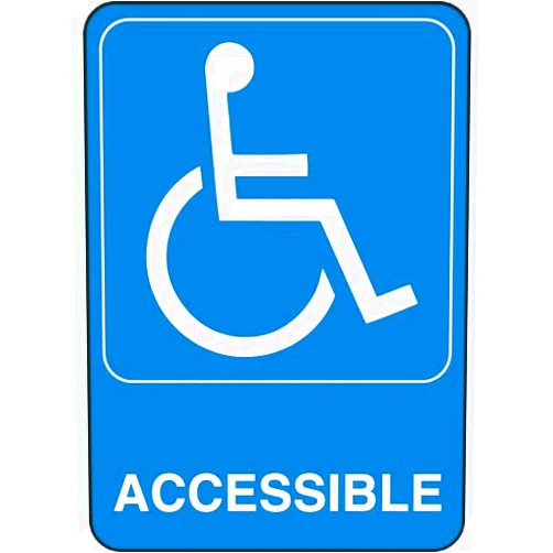 Hillman 841780 Accessible Symbol Visual Impact Self Adhesive Sign, Blue and White Acrylic Plastic, 5x7 Inches 1-Sign