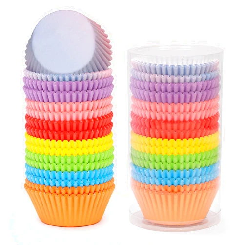SKIDEC Rainbow Standard Cupcake Liners 400 Count Solid Colorful Paper Baking Cups Food Grade Disposable Cupcake Wrappers