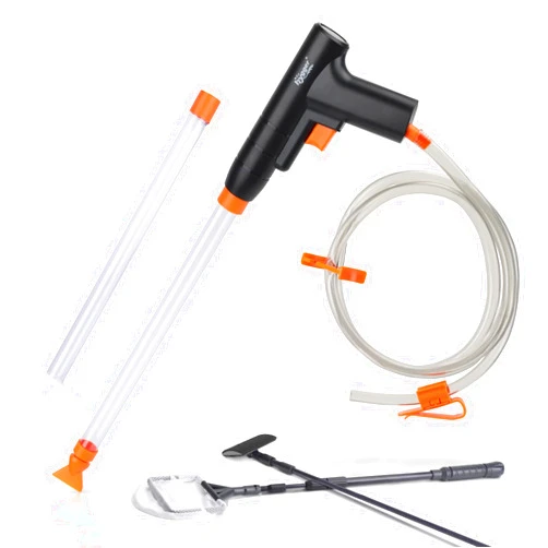 hygger Aquarium Gravel Cleaner Kit, Fish Net Aquarium Cleaning Brush, Patented Water Changer Gravel Vacuum Fish Tank Sand Cleaner Kit Aquarium Siphon Vacuum Cleaner with Water Hose Controller Clamp