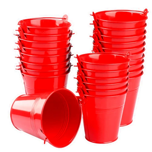 GENHAKON 25 Pack 4 Inch Red Iron Pail, Metal Buckets with Handle, Easter Bucket,Pencil Holder and Flower Pots, Used to Carry, Store, or Even Plant, by GENHAKON.