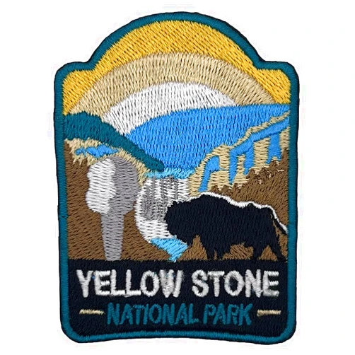 Supersenter Yellowstone US National Park Patch Souvenir - Embroidered Travel Badge Iron on Transfer Fabric Applique - 63 National Park Collection