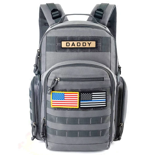 MIRACOL Military Diaper Bag for Men - Large Baby Diaper Backpack for Hiking Travel Trips Camping - Army Daddy Gear Backpack for Outdoor Enthusiast Dad Grey