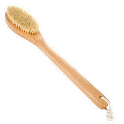 JINYII Beechwood Bath and Shower Body Brush with Nature Boar Bristles, Long Hand Wooden Dry Bath Body Back Brush, Perfect Spa Gift