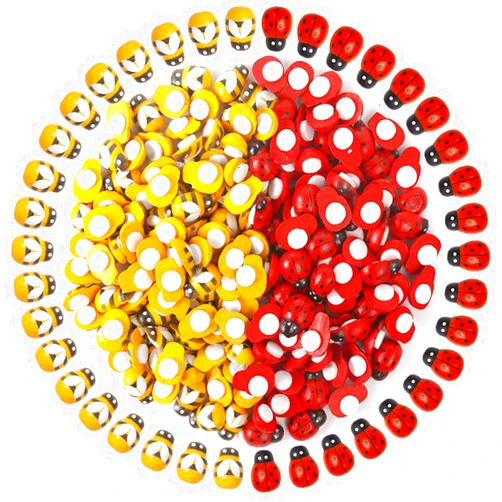 YGDZ 200PCS Wooden Bees Wood Ladybugs, YGDZ 100pcs Tiny Flatback Bees & 100pcs Wooden Ladybugs for Crafts Scrapbooking DIY Bee Party Decoration