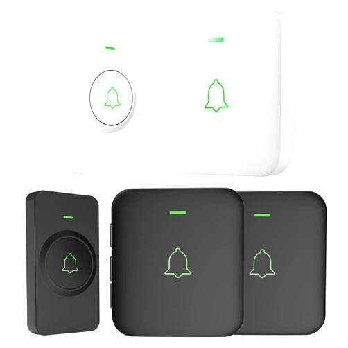AVANTEK Mini Waterproof Doorbell, 2 Transmitters + 3 plug-in Receivers Included, Operating at 1000 Feet with 52 Melodies, 5 Volume Levels & LED Flash