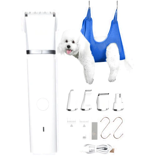 WHDPETS Dog Clippers for Grooming, Cordless Dog Hair Clippers with Grooming Hammock, Low Noise Pet Grooming Kit for Trimming Hair Around Paws, Eyes, Ears, Face, Rump