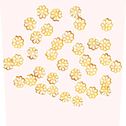 Ximkee Beautiful Bead 6mm Gold Tone Flower Bead Caps for Jewelry Making (About 500pcs) (6mm, Gold)