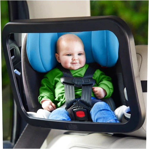 GORILLA GRIP Baby Car Mirror, Rear Facing Travel Gear, Back Seat 360° Rotation Mirrors, Great Visibility, Child and Infant Backseat Safety, Secure Straps, Easy Install Accessories for Babies, Black