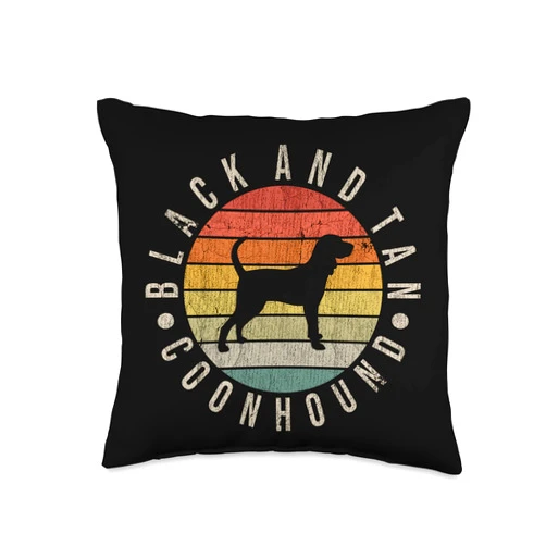 Black and Tan Coonhound Vintage Retro Love Black and Tan Coonhound Paw Vintage Retro Dad Mom Women Pet Throw Pillow, 16x16, Multicolor