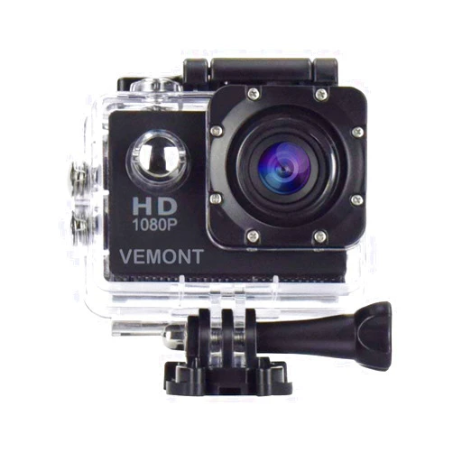 VEMONT Action Camera, 1080P 12MP Sports Camera Full HD 2.0 Inch Action Cam 30m/98ft Underwater Waterproof Snorkel surf Camera with Wide-Angle Lens and Mounting Accessories Kit