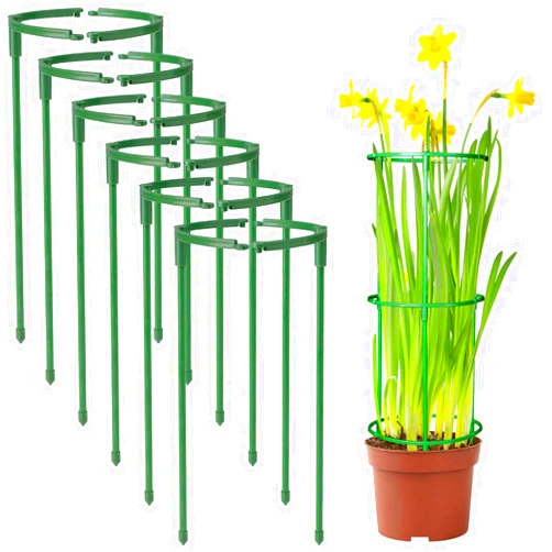 SIBRANT 12Packs Plant Support Stakes Half Round Plant Stakes for Indoor Plants, Stackable 3 Tier Garden Flower Support, Plant Cages for Tomato,Monstera, Peony, Hydrangea, Climbing Plants