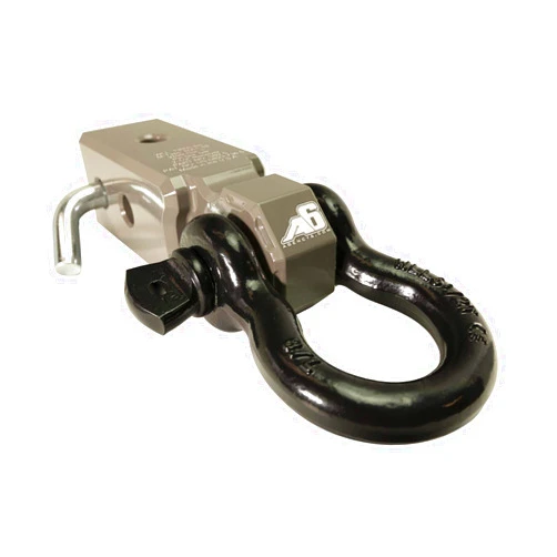 Agency 6 Recovery Shackle Block Assembly 2.5 INCH Double Hole, Earth Grey - Hitch Receiver Block - Proudly Made in The USA