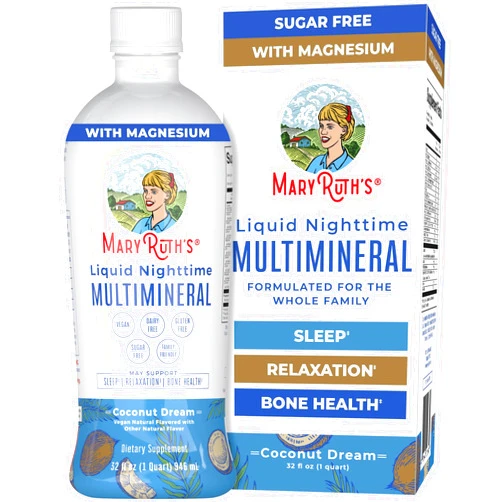 MaryRuth Organics Nighttime Liquid Multimineral Sleep Supplement | Sugar Free | Calm Magnesium Citrate Sleep | NO Melatonin | Calcium Magnesium Zinc | Available in 4 Flavors | Vegan | 32 Servings
