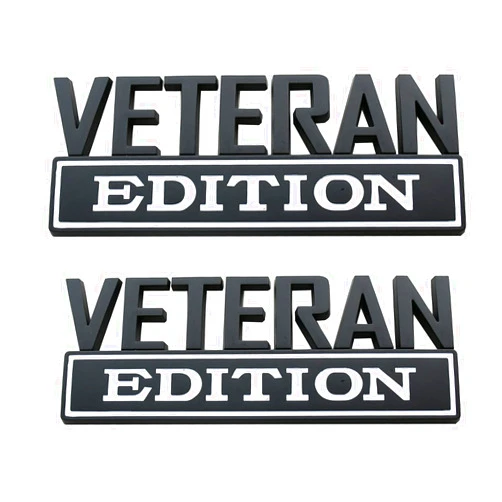 YUYONGTANG 2pcs 7'' Large Veteran Edition VA Emblem Badges Decal Car Flag Decal Military Replacement for F150 F250 F350 Chevy Silverado 1500 2500 Chevrolet C10 C15 (White)