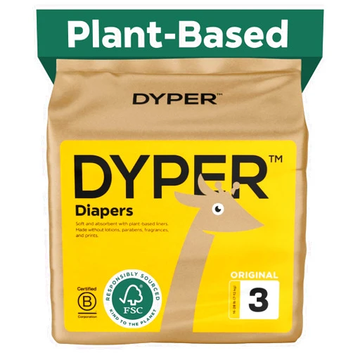 DYPER Baby Diapers Size 3 | Honest Ingredients | Cloth Alternative | Day & Overnight | Made with Plant-Based* Materials | Hypoallergenic