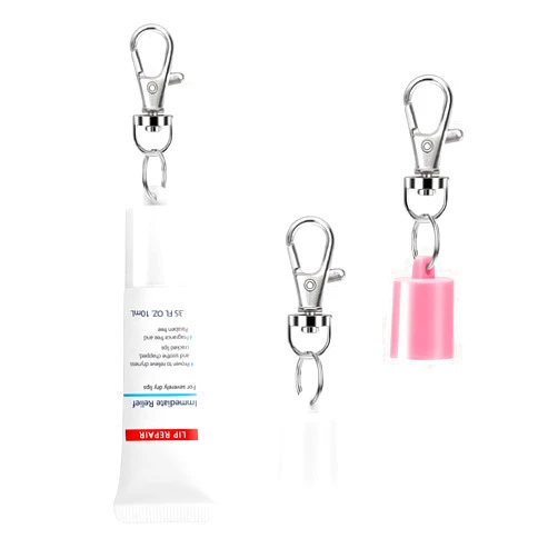 Maoolmht Keychain Cap Compatible with Aquaphor 0.35 oz Lip Repair, Portable Holder Keychain Cap Compatible with Aquaphor Lip Balm (Pink+White)