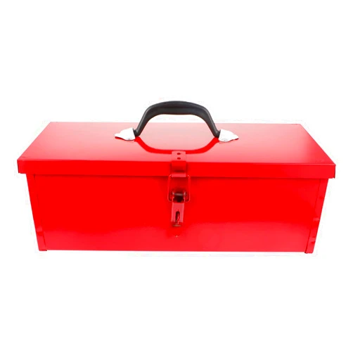 OSKOE Red Metal Tool Box Iron Sheet Tool Box Metal Toolbox Red Metal Tool Storage Case Red Metal Lockable Tool Box, Multi-Function Tool Organizer, 15.3X6.2X5.1inch