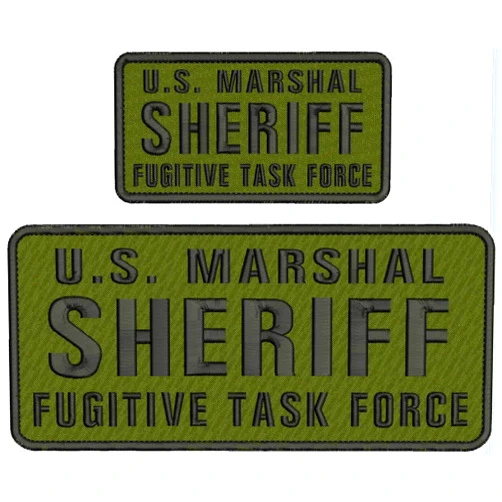 JumpingLight U.S. Marshal Sheriff Fugitive Task Force EMB Patch 4.75X11&3X6 Hook ON Back OD - Embroidery Patch for Jacket Hat Backpack