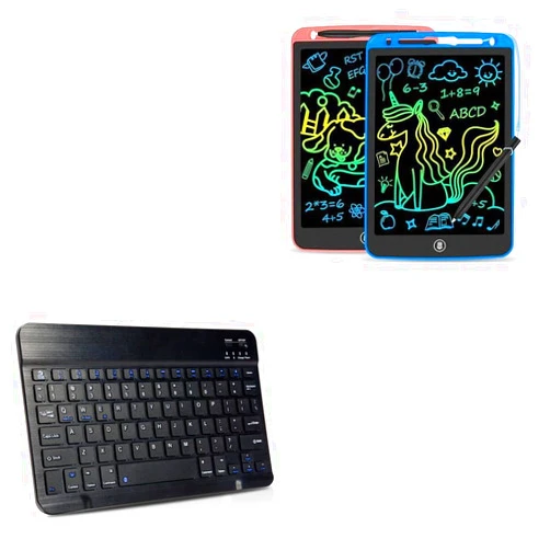BoxWave Keyboard Compatible with Rcovasc Writing Tablet for Kids (10 in) - SlimKeys Bluetooth Keyboard, Portable Keyboard with Integrated Commands - Jet Black