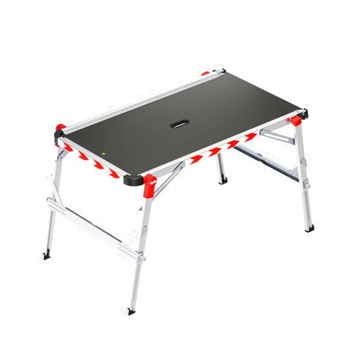 Hailo TP2 Plus | Work & Staircase Platform | Length and Height-Adjustable Telescopic Rails and feet | Integrated Bubble Level | for use with Step stools & stepladders
