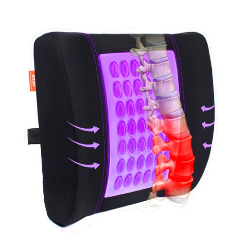 Sojoy Gel Lumbar Support Cooling Ergonomic Back Support for Office Chair, Car, Gaming Chair - Memory Foam Lumbar Support for Lowe Back Pain Relief