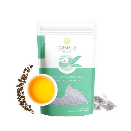 CUSHLA Decaf Oolong Tea Bags, Decaffeinated Hot or Cold Brew, Smoky, Woodsy, Nutty Notes Delicate Toasty Finish - 20 Decaf Oolong Tea Bags