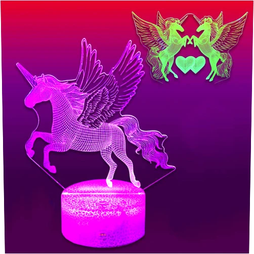 NEW ERA CREATORS Unicorn Night lamp for Kids - Unicorn Gift - Unicorn Night Light for Girls Room - 3D Optical Illusion Led Light - Unicorn Toys Birthday GITS