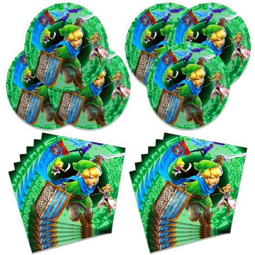 Generic 40Pcs Zeldas Party Supplies include 20 plates, 20 napkins for the Zeldas birthday party decoration