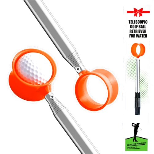 FINGER TEN Golf Ball Retriever Pole for Water Telescopic 9 Feet 12 Ft with Golf Ball Cleaner Pouch, Golf Ball Grabber Picker Hinged Cup Retractable Stainless Steel Shaft