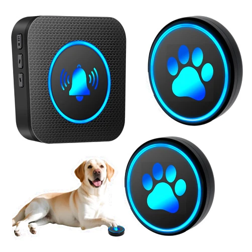 Yoiilifee Dog Door Bell for Potty Training, Smart Wireless Doggie Doorbell to Go Outside, 1000 Feet Long Range with IP65 Waterproof Super-Light Touch Button, 60 Melodies & Adjustable Volume (2 Button)