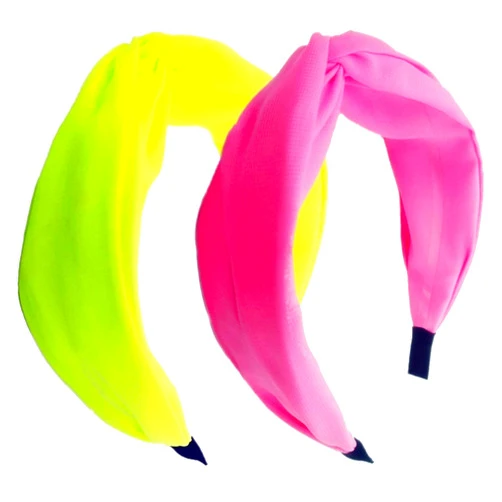 Hodooly 2 Pieces Knotted Headbands Fluorescent Turban Hairband Wide Hair Hoops for Women Girls Hair Accessories