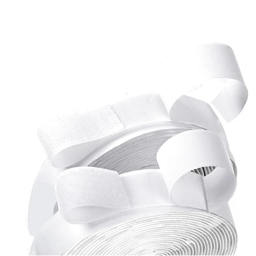BQS 16 Feet Length 0.75 Inch Width Hook and Loop with Strong Self Adhesive Tape Strip Fastener (White)