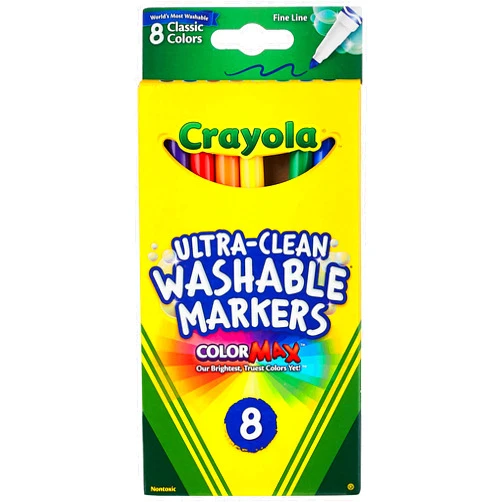 Crayola Ultra Clean Washable Markers, Fine Line , School Supplies, 8 Count