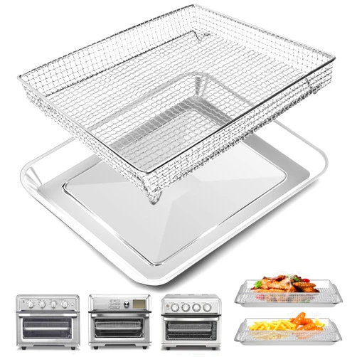 GWYXC Air Fryer Basket Tray Replacement for Cuisinart TOA-60 TOA-65 TOA-70 Toaster Air Fryer Convection Oven, 12.4 * 11'' Mesh Air Fryer Stainless Steel Basket Wire Rack Accessories Parts, Dishwasher Safe