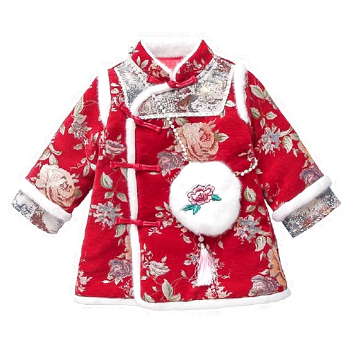 Quenny girls' cheongsam dresses,children's autumn and winter clothes,Chinese style hanfu,baby girls' one-year-old Tang suits.