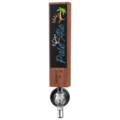 Fanfoobi Chalkboard Beer Tap Handle for Kegerator with Monogrammed F,(from Alphabet 26 A-Z) Perfect For Home Bar, Laser Engraved Kegerator Tap Handles, Beer Brew Gift, 8 Inch Tall Walnut Wood