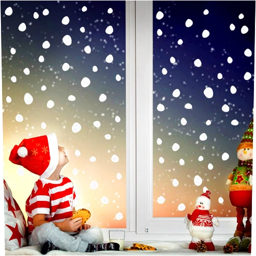 Generic AnyDesign 214 pcs Christmas Window Clings Double-Sided White Xmas Snowdrop Irregular Window Stickers Winter Holiday Window Decals, 9 Sheets