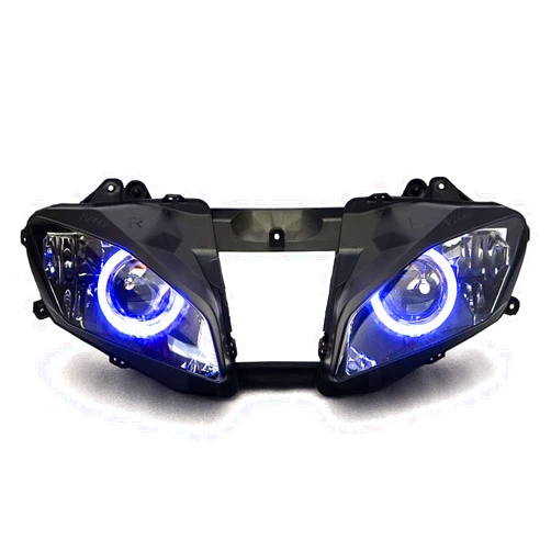 LMAHAP LED Blue Angel Halo Headlight Assembly For Yamaha YZF R6 2008 2009 2010 2011 2012 2013 2014