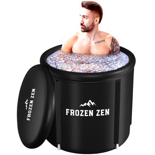 Frozen Zen Ice Bath Tub For Athletes with Lid, Portable Ice Bath, Outdoor Cold Plunge Tub, Large Inflatable Ice Bath, Cold Water Therapy Training (1, Solid Black)