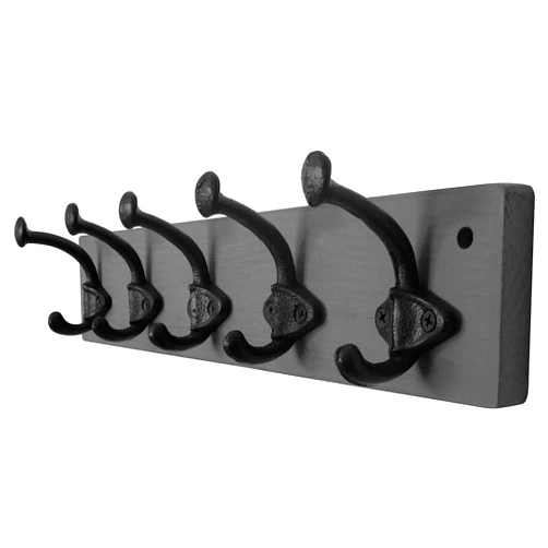 WEBI Rustic Coat Rack Wall Mount Grey,5 Cast Iron Hooks,Coat Hooks Wall Mounted,Heavy Duty Antique Vintage Hooks for Hanging Coats,Jacket,Clothes