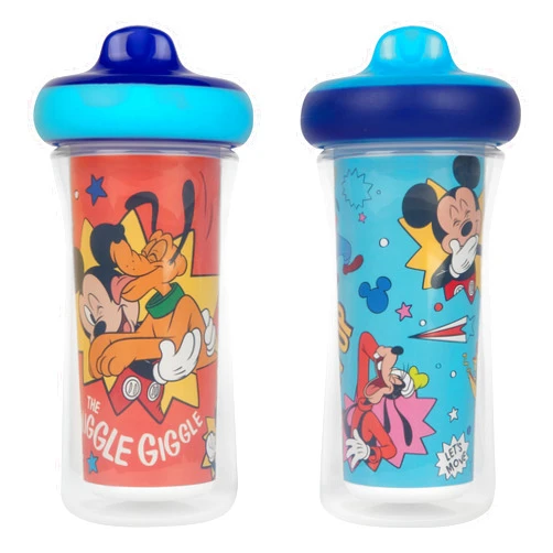 The First Years Disney Mickey Mouse Kids Insulated Sippy Cups - Dishwasher Safe Spill Proof Toddler Cups - Ages 12 Months and Up - 9 Ounces - 2 Count