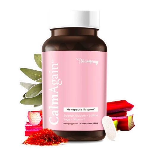 BB Company CalmAgain Menopause Support, Relief & Hormone Balance - Nervousness Relief, Mood Support, Hot Flashes, Night Sweats - Feel Calm - Antioxidant Rich Siberian Rhubarb, Sage, Saffron (30 Ct)