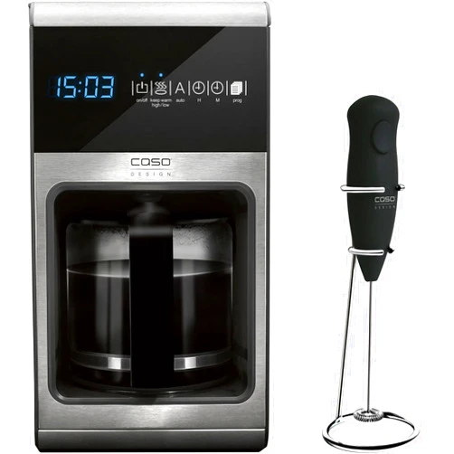 Caso Design 11850-2-KIT 10-Cup Fomini High-Speed Hand One Filter Coffee Maker plus Crema Magic Electric Milk Frother, Stainless