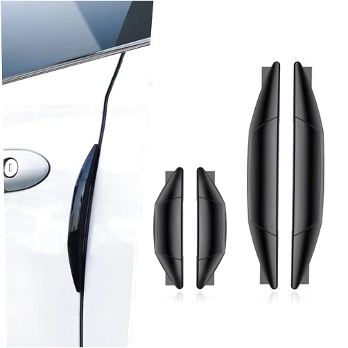 Gseigvee Pack-4 Car Door Anti-Collision Strip, 5.7In x 0.8In Vehicle Side Door Edge Protector, Universal 3.1In x 0.8In Automotive Decorative Sticker Replacement for Truck SUV Car (Black)