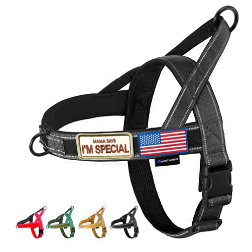 Annchwool No Pull Dog Harness with Soft Padded Handle,Reflective Strip Escape Proof and Quick Fit to Adjust Dog Harness,Easy for Training Walking for Small & Medium and Large Dogs(Black,S)