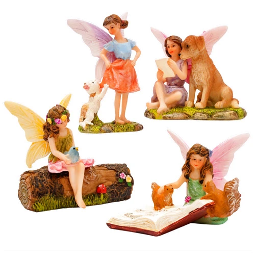 PRETMANNS Fairy Garden Fairies - Fairy Garden Accessories for a Fairy Garden - Fairies for Fairy Garden, with Animal Friends - 5 Piece Fairy Kit