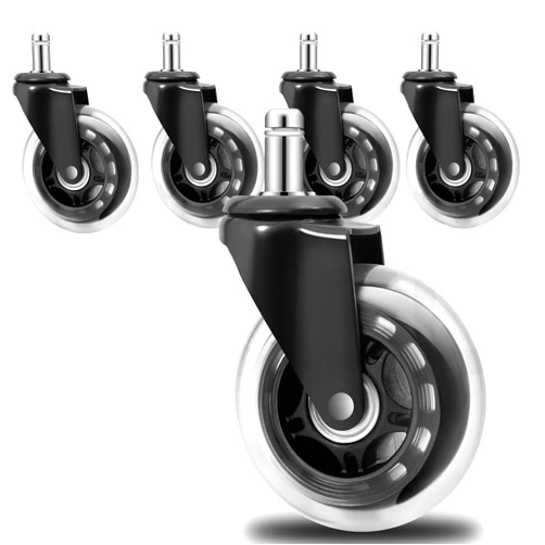 TEYUN Office Chair Wheels Set of 5, Replacement Rubber Wheels Universal Fit 3 Inch Chair Casters,Incredibly Smooth, Quiet Rolling Casters,Easy Installation,Fits 98% Chair,for All Floor