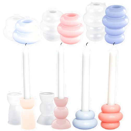 WENMAQIN Candle Holder Making Molds Set of 5,Round Candlestick Silicone Molds for Epoxy Resin Casting,DIY Candlestick Clay Craft Candle Holder Resin Molds for Party Dinner Table Centerpiece Home Decoration